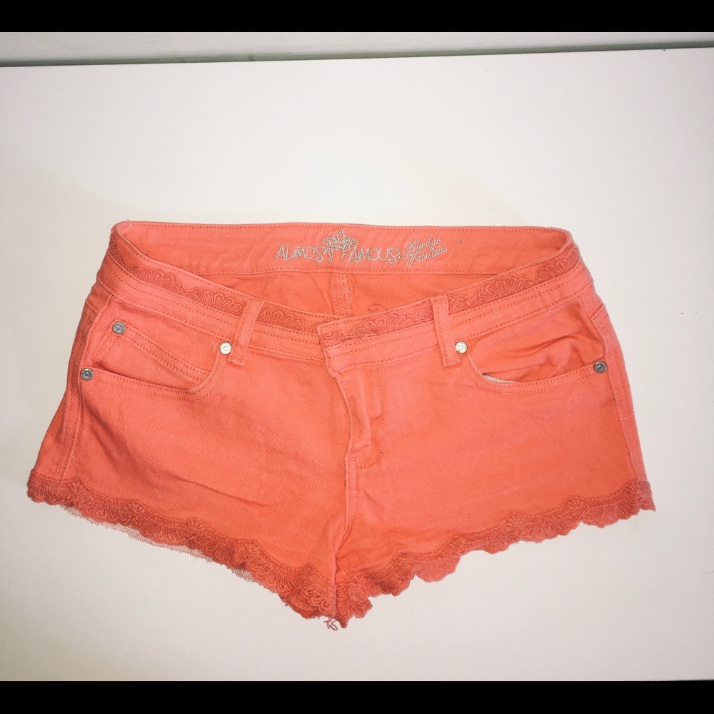 Orange jean shorts